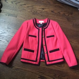 J. Crew Women's Coral Blazer/Jacket w/ Navy Piping